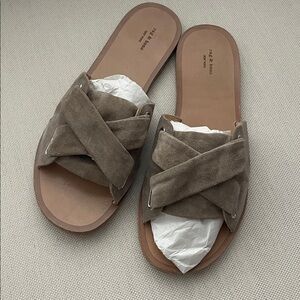 Rag & Bone Taupe Suede Slide Sandals